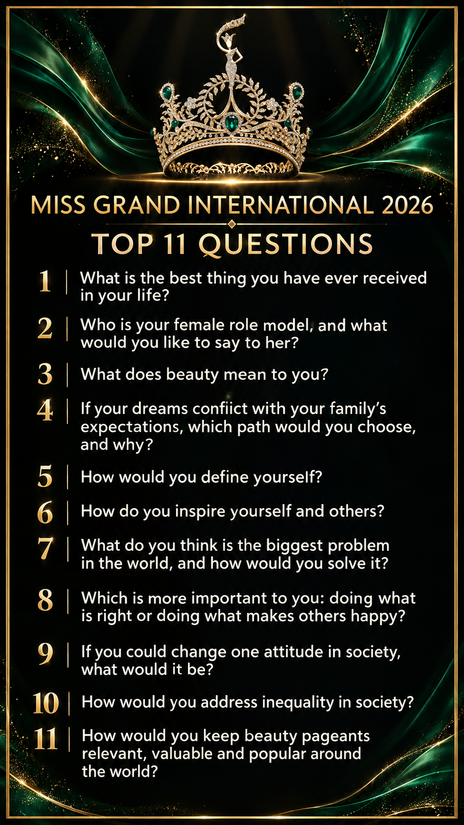 Miss Grand International 2026: Top 11 Final Questions